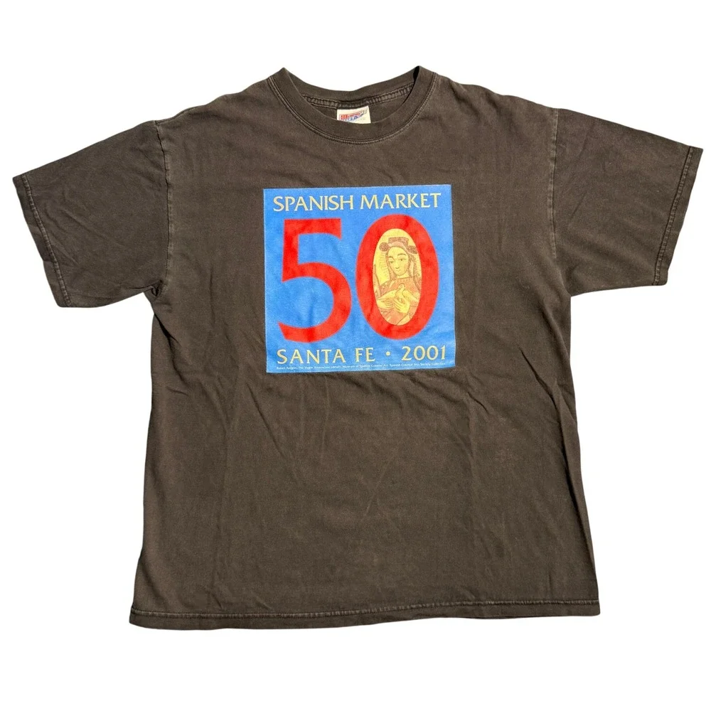 Vintage 2001 Santa Fe Spanish Market 50th Anniversary Hanes Beefy-T Shirt L